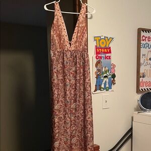 Unbranded, beautiful, brown rust, white colored maxi dress